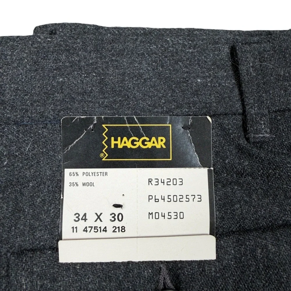 Haggar Dress Pants NWT 1970s Mens 34x30 Gray Wool Blend Vintage Straight Leg